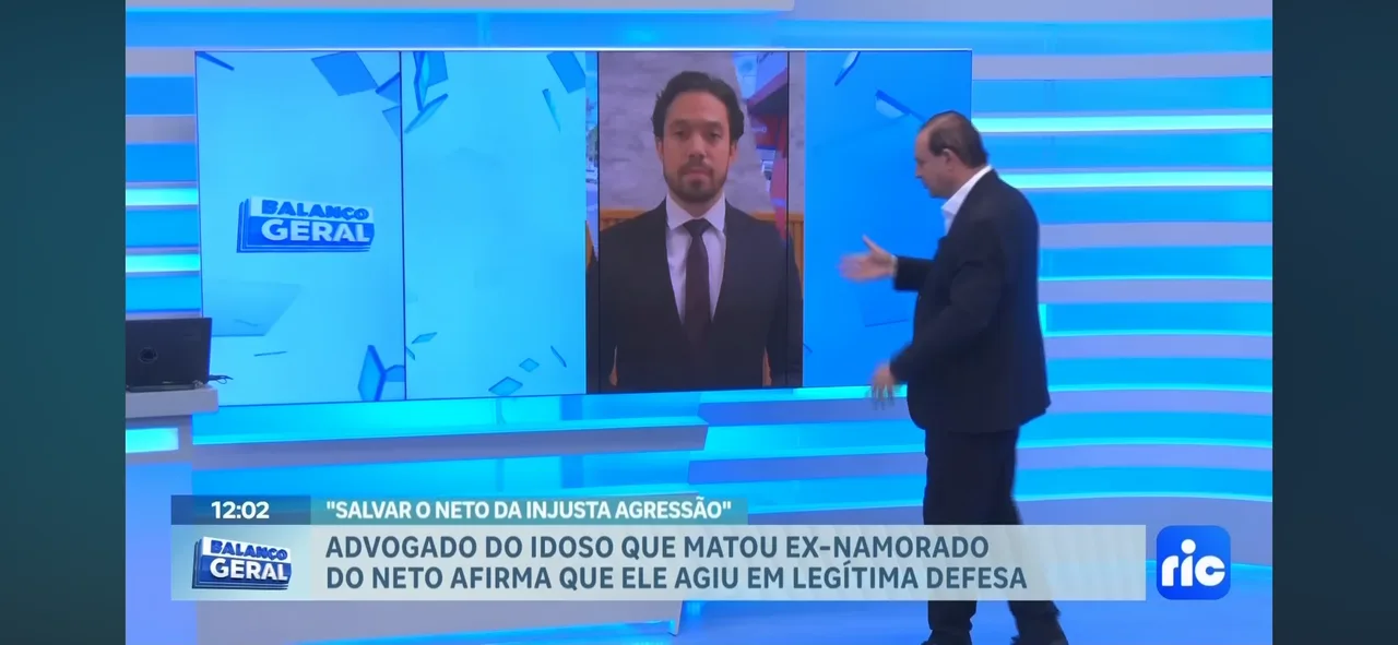 Dr. Marcio em entrevista na televisão comentando um caso criminal